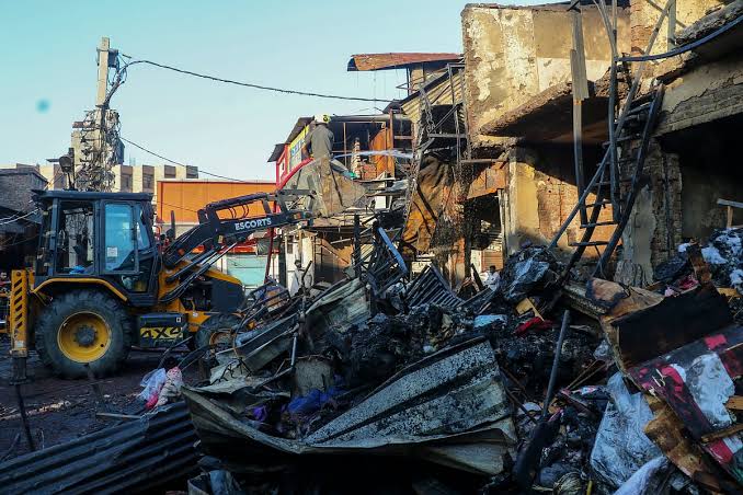 Massive fire ravages market near Jammu Railway Station, around 40 shops gutted